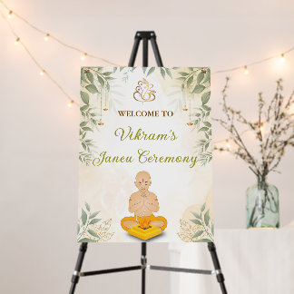 Greenery Janeu Ceremony Welcome Board