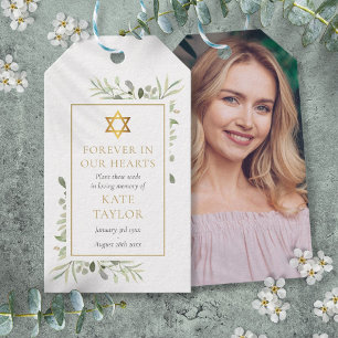 Greenery Jewish Funeral Seed Packet Photo Gift Tags
