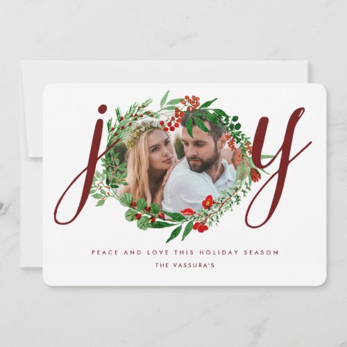 Greenery Joy Photo Holiday Card