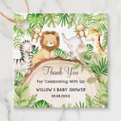 Greenery Jungle Animals Baby Shower 1st Birthday  Favor Tags