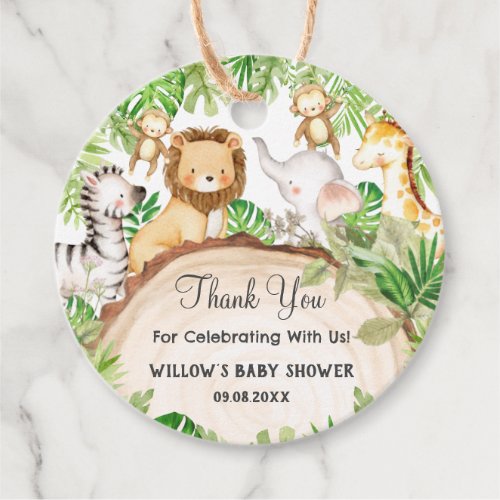 Greenery Jungle Animals Baby Shower 1st Birthday  Favor Tags