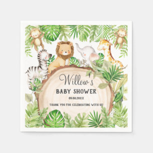 Greenery Jungle Animals Baby Shower 1st Birthday Napkins