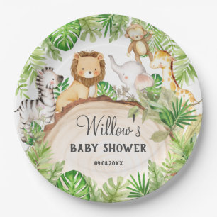 Greenery Jungle Animals Baby Shower 1st Birthday  Paper Plates