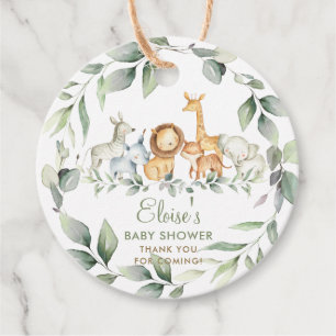 Greenery Jungle Animals Baby Shower Birthday Favor Tags