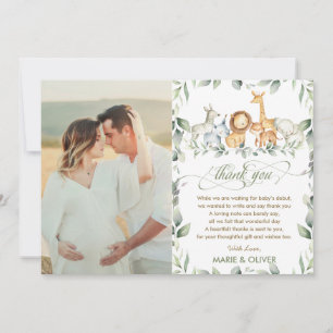 Greenery Jungle Animals Baby Shower Birthday Photo Thank You Card