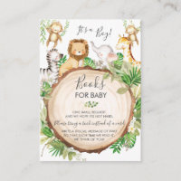 Greenery Jungle Animals Baby Shower Books for Baby Enclosure Card