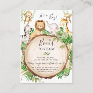 Greenery Jungle Animals Baby Shower Books for Baby Enclosure Card