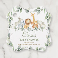 Greenery Jungle Animals Baby Shower Thank You Favo Favor Tags