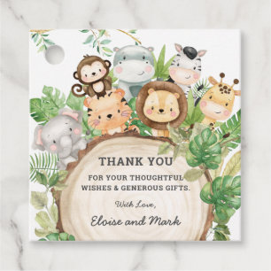 Greenery Jungle Animals Baby Shower Thank You Favo Favor Tags