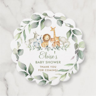 Greenery Jungle Animals Baby Shower Thank You  Favor Tags