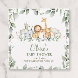 Greenery Jungle Animals Baby Shower Thank You Favor Tags