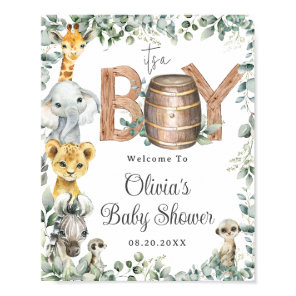 Greenery Jungle Animals Baby Shower Welcome  Poster