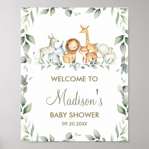 Greenery Jungle Animals Baby Shower Welcome Sign