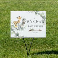 Greenery Jungle Animals Baby Shower Welcome Yard