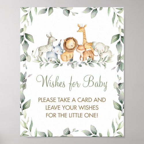 Greenery Jungle Animals Wishes for Baby Sign Game