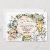 Greenery Jungle Party Animals Twins Baby Shower Invitation (Front)
