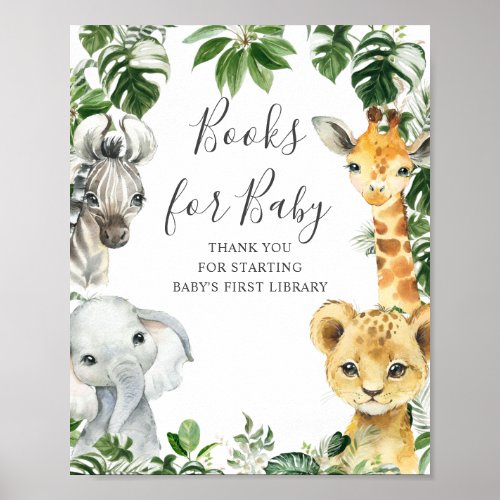 Greenery Jungle Safari Animals Books For Baby Sign