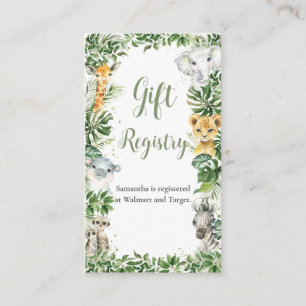 Greenery Jungle Safari Animals Gift Registry Enclosure Card