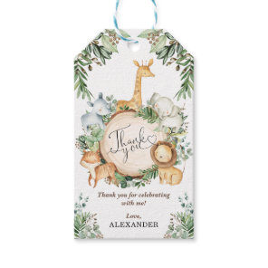 Greenery Jungle Safari Animals Wild One Birthday Gift Tags