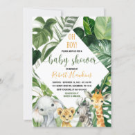 Greenery Jungle safari Baby Shower Invitation Boy