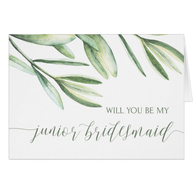 Greenery Junior Bridesmaid Wedding Day Card (Front Horizontal)