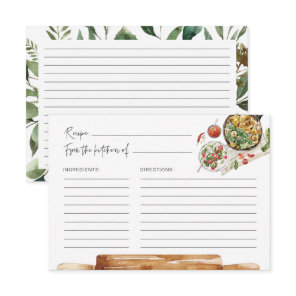 Greenery Kitchen Utensils Watercolor Recipe Card