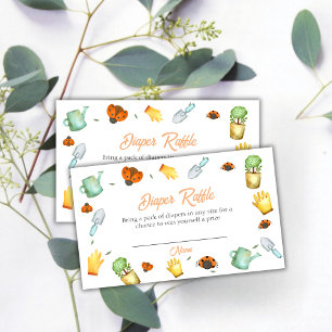Greenery Ladybug Garden Diaper Raffle Baby Shower  Enclosure Card