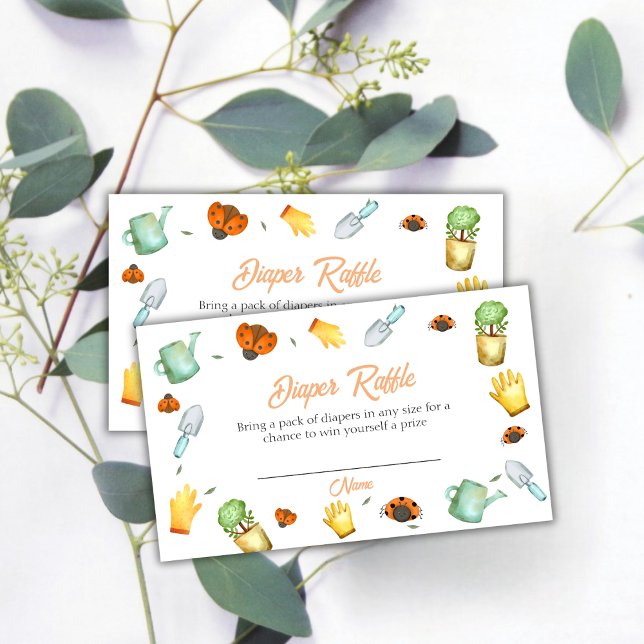 Greenery Ladybug Garden Diaper Raffle Baby Shower  Enclosure Card (Greenery Ladybug Garden Diaper Raffle Baby Shower Enclosure Card)