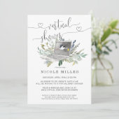Greenery Laptop | Virtual Baby Shower Invitation (Standing Front)