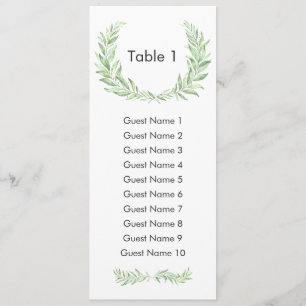 Greenery Laurel Wreath Guest Seating Plan Invitation