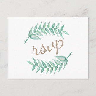 Greenery Laurel Wreath Wedding Invitation Postcard