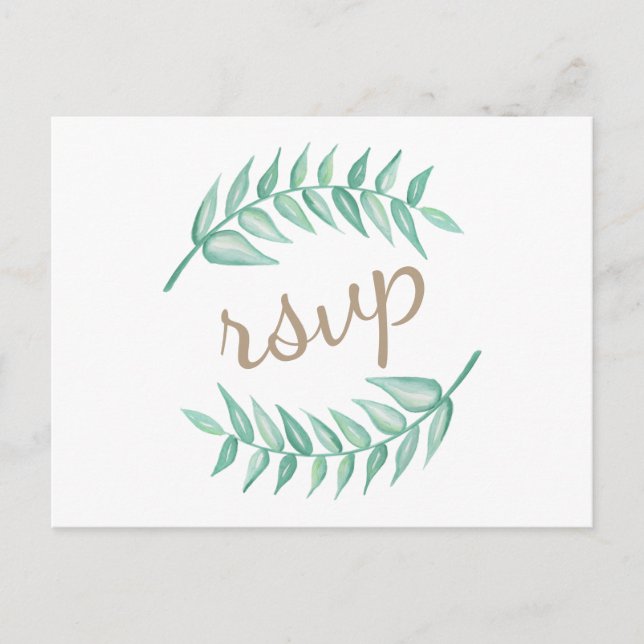 Greenery Laurel Wreath Wedding Invitation Postcard (Front)