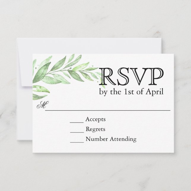 Greenery Laurel Wreath Wedding RSVP Card (Front)