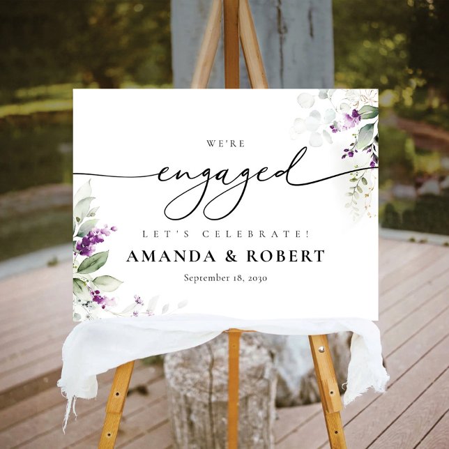 Greenery Lavender Engagement Party Foam Board (Creator Uploaded)