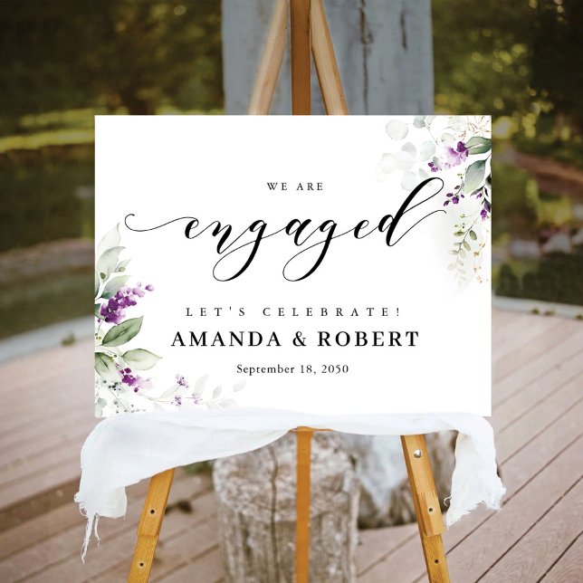 Greenery Lavender Engagement Party Foam Boards (Creator Uploaded)