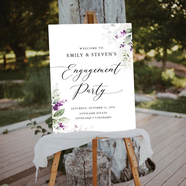 Greenery Lavender Engagement Party Foam Boards (Creator Uploaded)