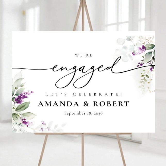 Greenery Lavender Engagement Party Foam Boards (Creator Uploaded)