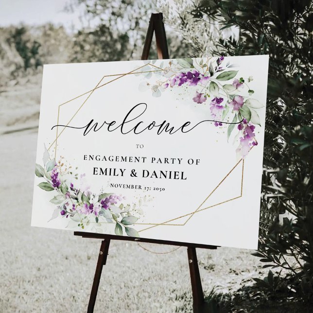 Greenery Lavender Engagement Party Foam Boards (Creator Uploaded)