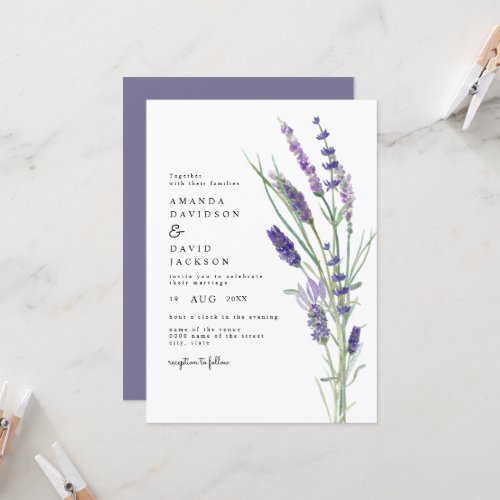 Greenery Lavender Lilac Purple Lila Garden Wedding Invitation