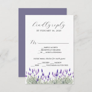 Greenery Lavender Lilac Purple Lila Wedding RSVP E Enclosure Card