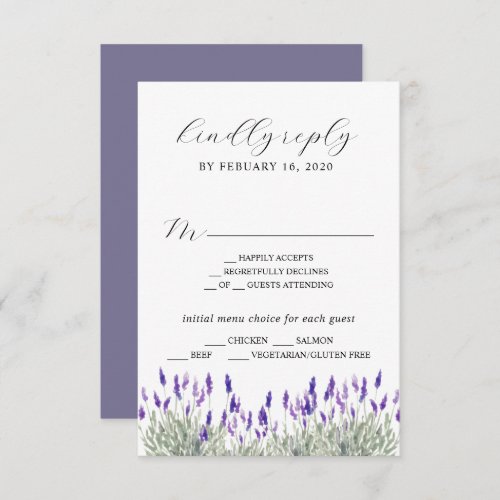 Greenery Lavender Lilac Purple Lila Wedding RSVP E Enclosure Card