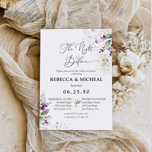 Greenery Lavender Rehearsal Dinner Invitation (Creator Uploaded)