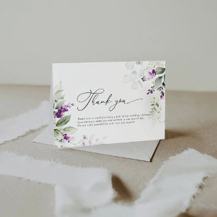 Greenery Lavender Wedding Flat Thank You Cards