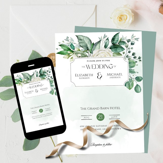 Greenery Leaf Print or Digital Wedding Invitation (Creator Uploaded)