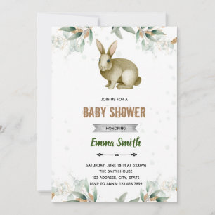 Greenery leaf rabbit bunny invitation