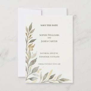 Greenery Leaf Save The Date Card