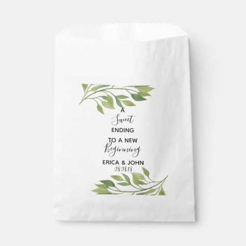 greenery leaf Wedding Favor Bag Sweet Ending
