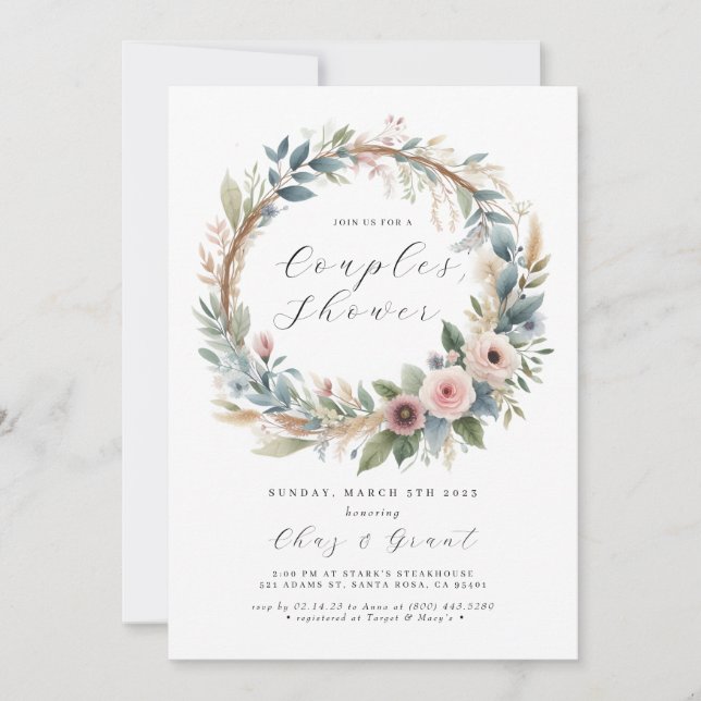 Greenery Leafy Hoops Bridal Shower  Invitation (Front)