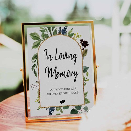 Greenery Leaves Arch Frame In Loving Memory Sign