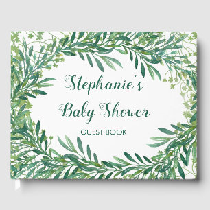 Greenery Leaves Baby Shower Guest Book